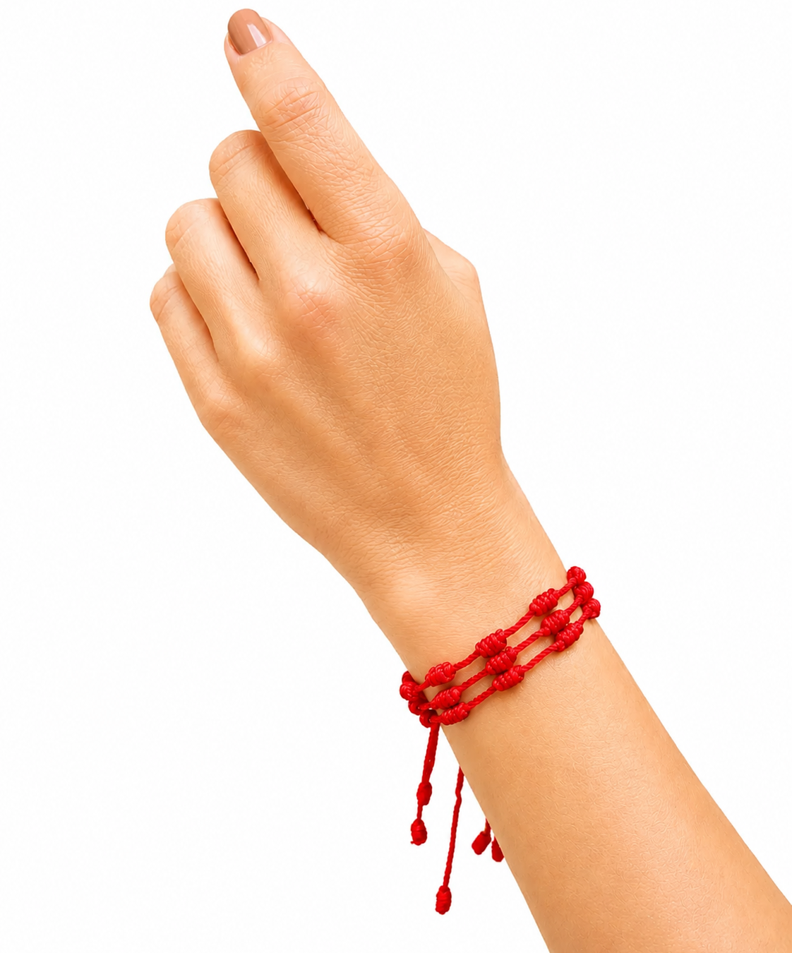 Pulsera Triple Amuleto – 7 Nudos Roja