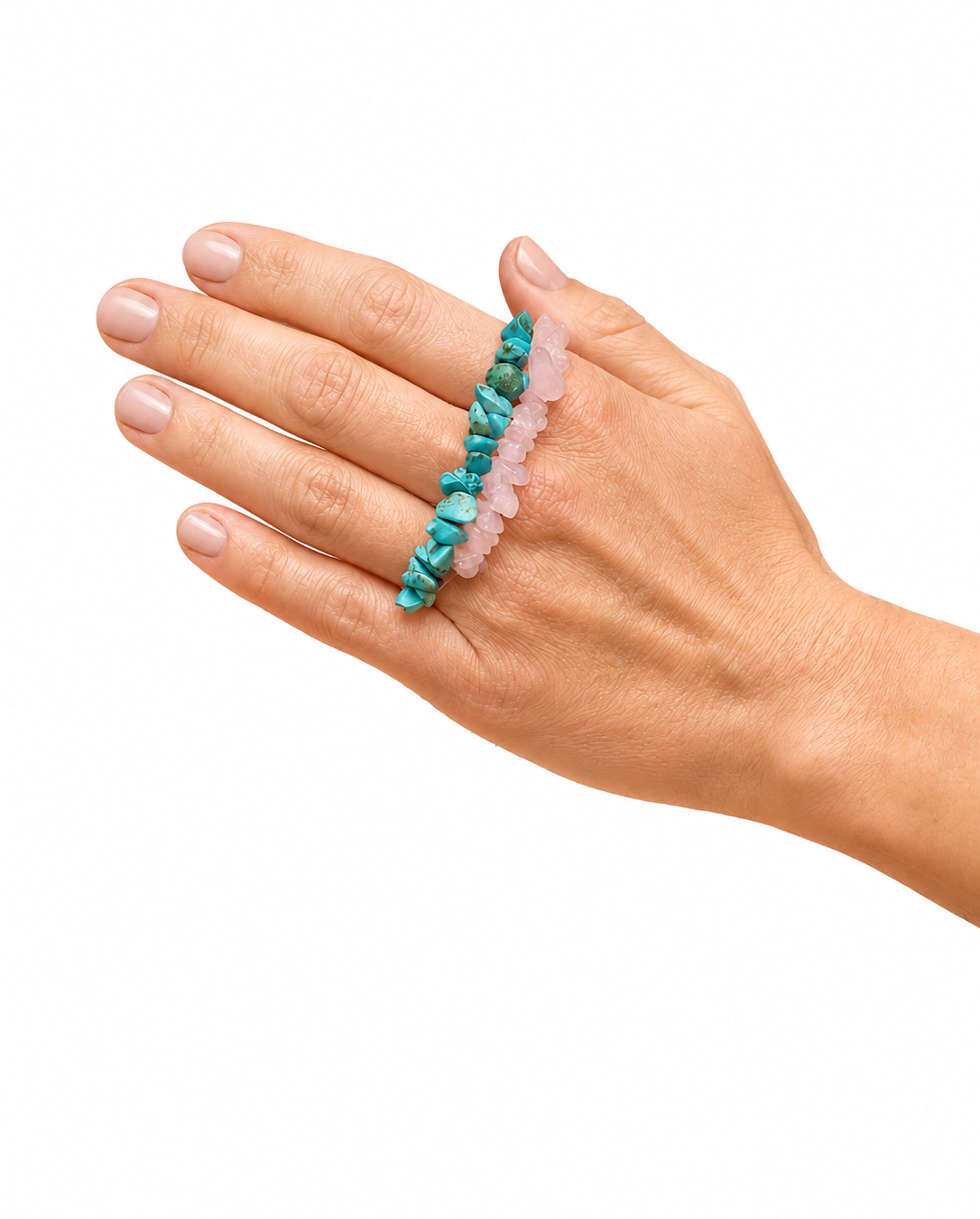 Pulsera Doble Amuleto - Turquesa & Cuarzo Rosa